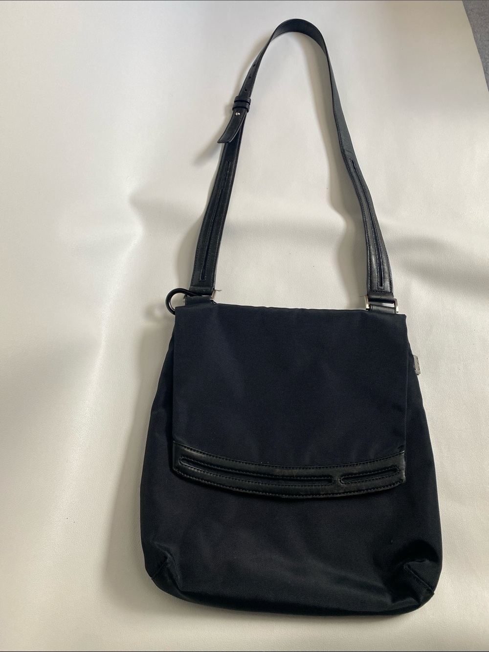 Tumi Black Tote with Light Blue Interior